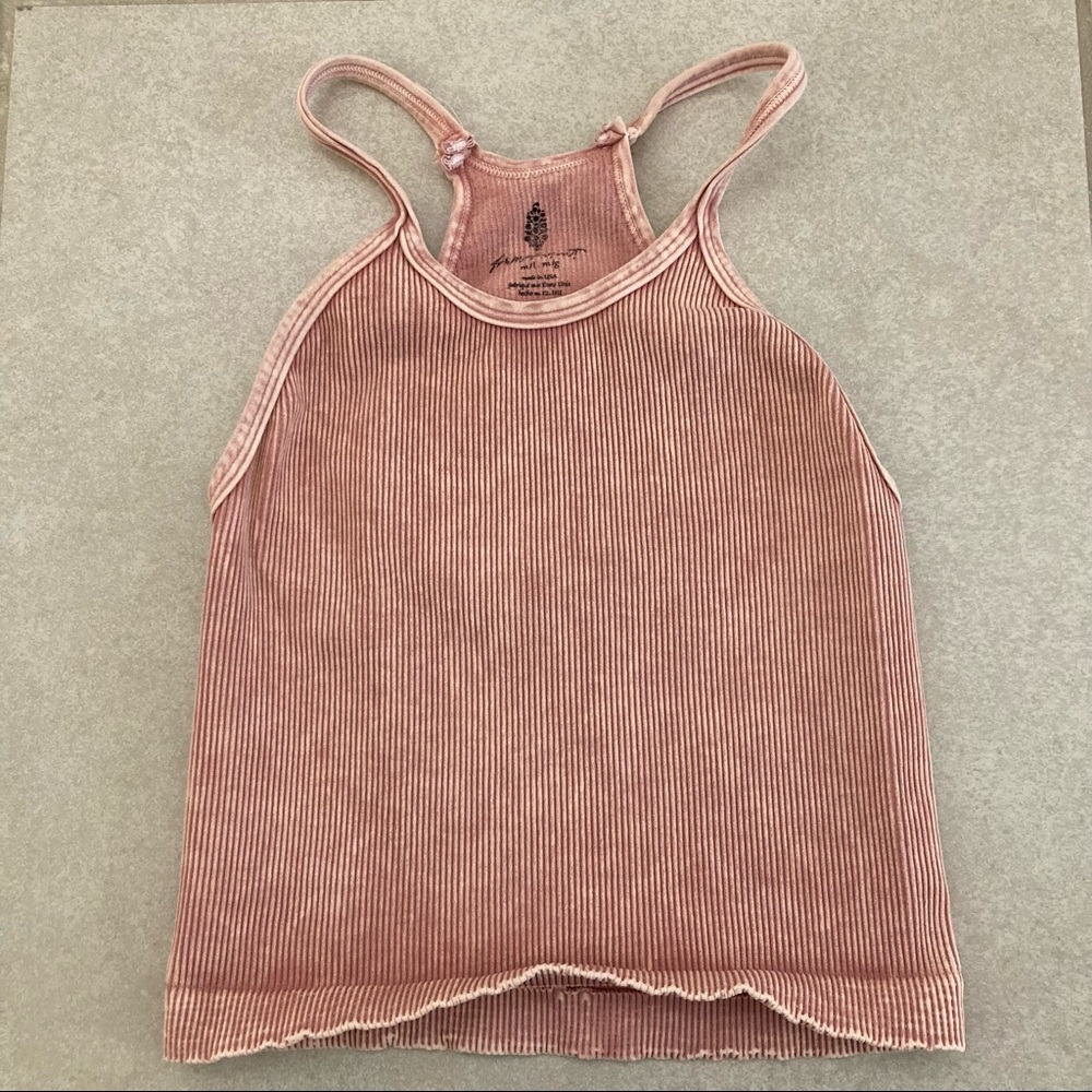 Free People Movement Happiness Runs Long Crop Tank in soft pink